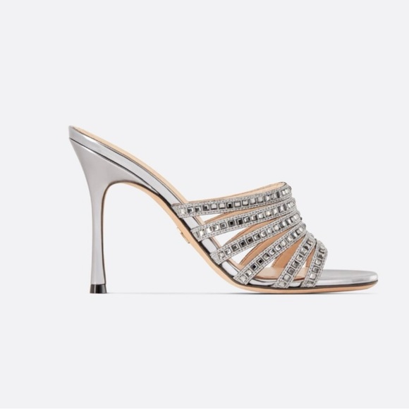 Dior Crystal Grey 100mm Mules - Picture 1 of 10
